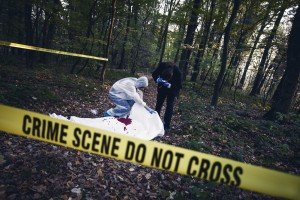 CSI team of experts inspecting a dead body